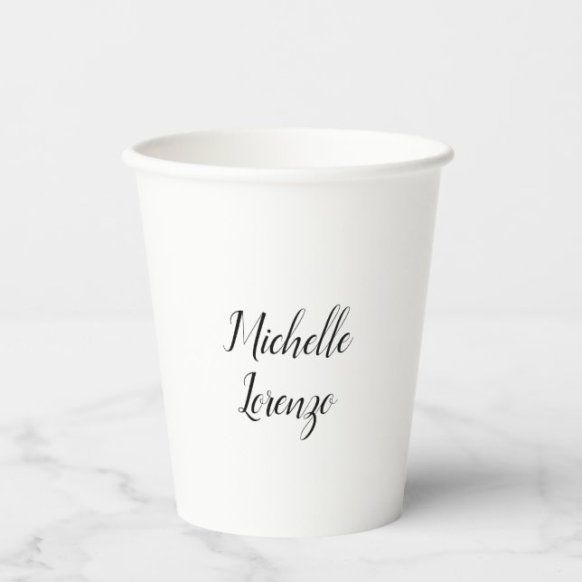 Gobelets En Papier Professionnel Moderne Simple Noir & Blanc (Recto)