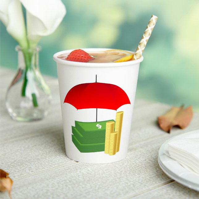 Gobelets En Papier Protection de la sécurité financière avec paraplui (Créateur téléchargé)