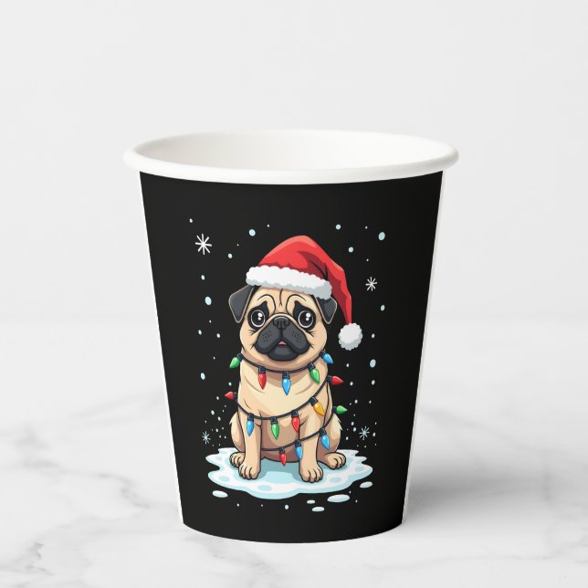 Gobelets En Papier Pug Dog Christmas Men Women (2) (Recto)