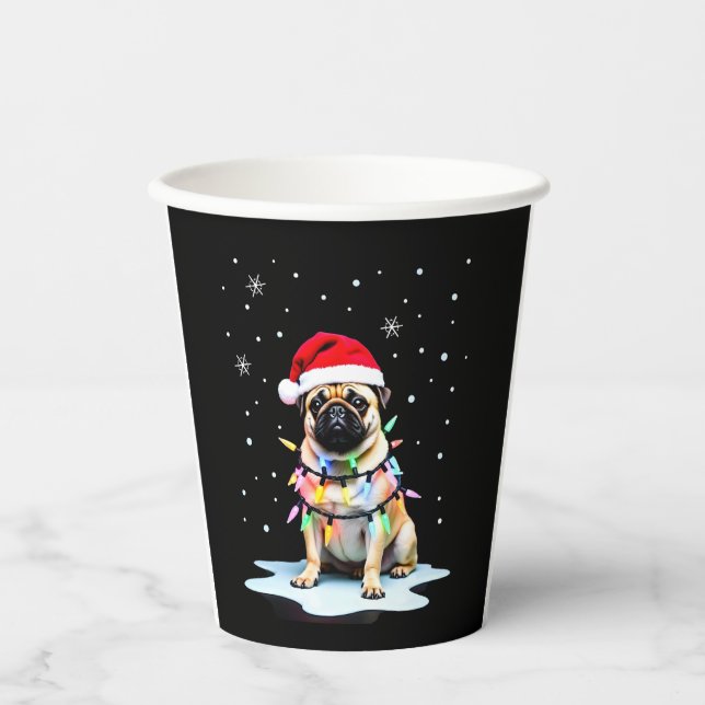 Gobelets En Papier Pug Dog Christmas Men Women (3) (Recto)