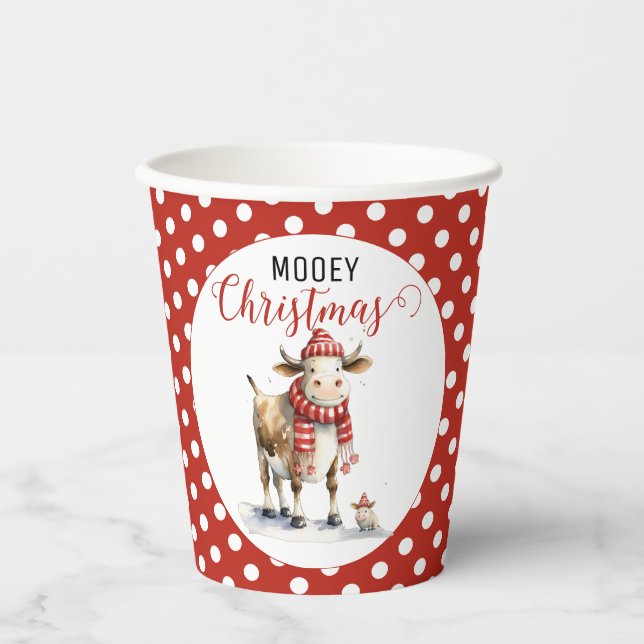 Gobelets En Papier Pun de vache de Noël (Recto)