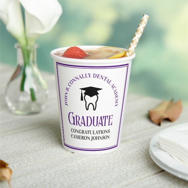 Gobelets En Papier Purple Dental School Custom Graduation Party (Insitu)