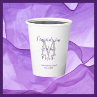 Purple Grey et blanc Monogrammed Graduation Party