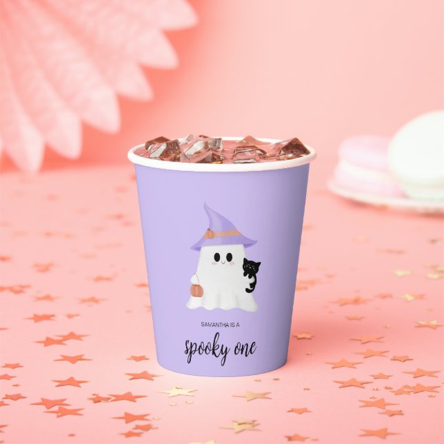 Gobelets En Papier Purple mignonne "Éffrayant One" Halloween Premier  (Insitu)
