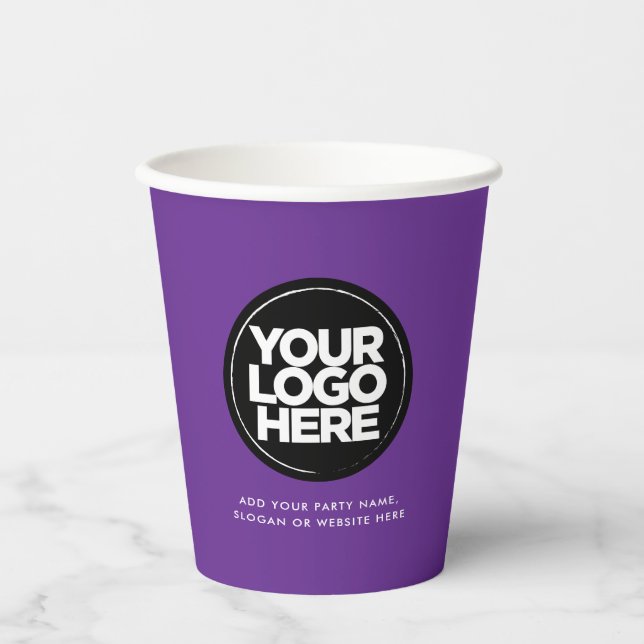 Gobelets En Papier Purple | Personalized Logo and Text (Recto)