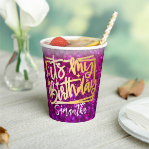 Gobelets En Papier Purple Sparkles Anniversaire 18ème 21e 30e 50