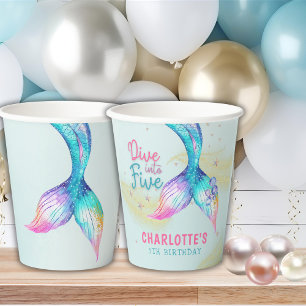 Gobelets En Papier Queue de sirène paillettes Plongez dans cinq 5ème