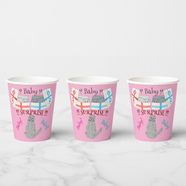 Gobelets En Papier Qui va naître surprise Bébé (Multi)