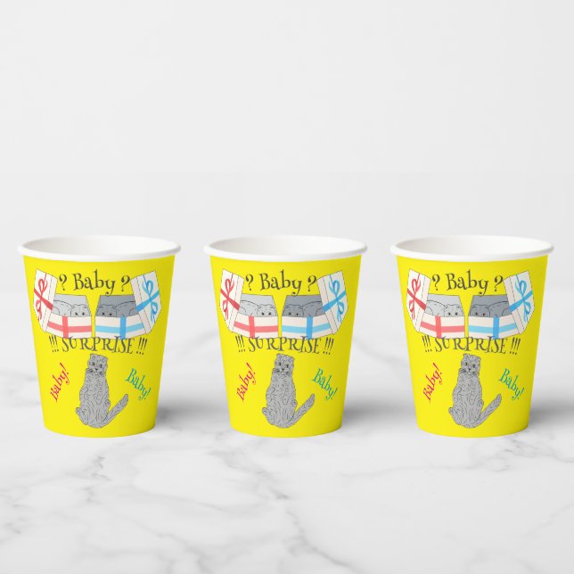 Gobelets En Papier Qui va naître surprise Bébé (Multi)