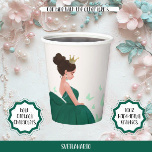 Gobelets En Papier Quinceañera Green Elegant Princess Paper Cup