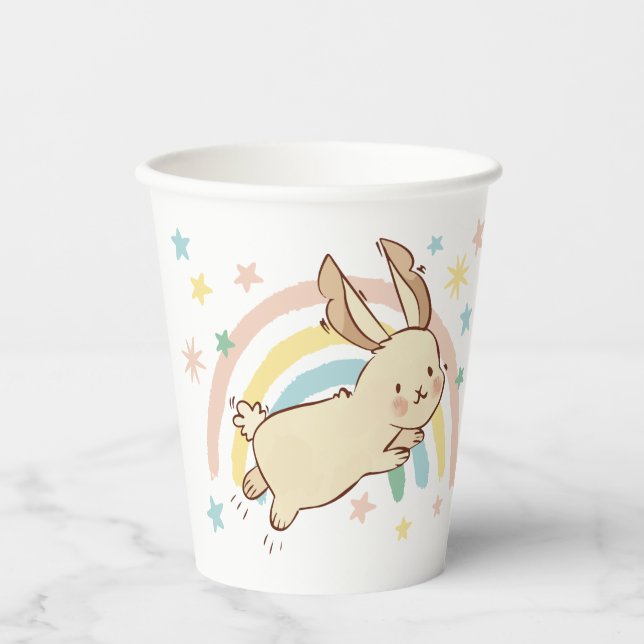 Gobelets En Papier Rabbit arc-en-ciel (Recto)