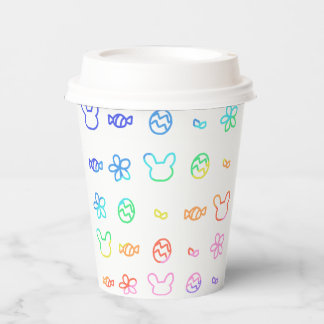 Gobelets En Papier Rabbit, eggs, sweets and flowers うさぎと卵とお菓子と花紙コップ