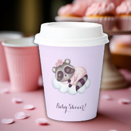 Gobelets En Papier Raccoon Baby shower animal Lavande
