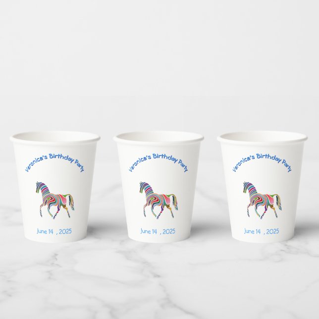 Gobelets En Papier Rainbow horse - fête d'anniversaire (Multi)
