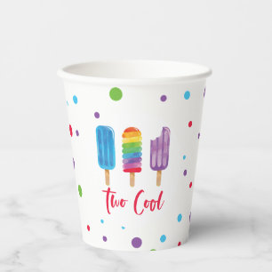 Gobelets En Papier Rainbow ice pop Deux Cool 2e anniversaire