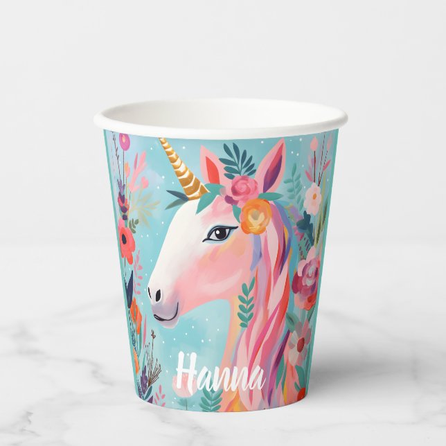 Gobelets En Papier Rainbow Pastel Dream Unicorn (Recto)