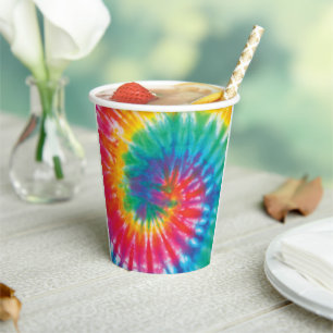 Gobelets En Papier Rainbow Tie Dye Motif nouveauté