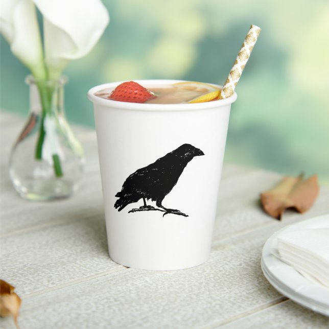 Gobelets En Papier Raven Black Bird Halloween Peinture Éffrayante Art (Insitu)