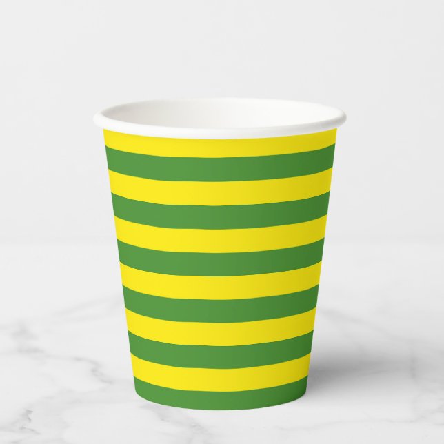 Gobelets En Papier Rayures jaune et verte (Recto)