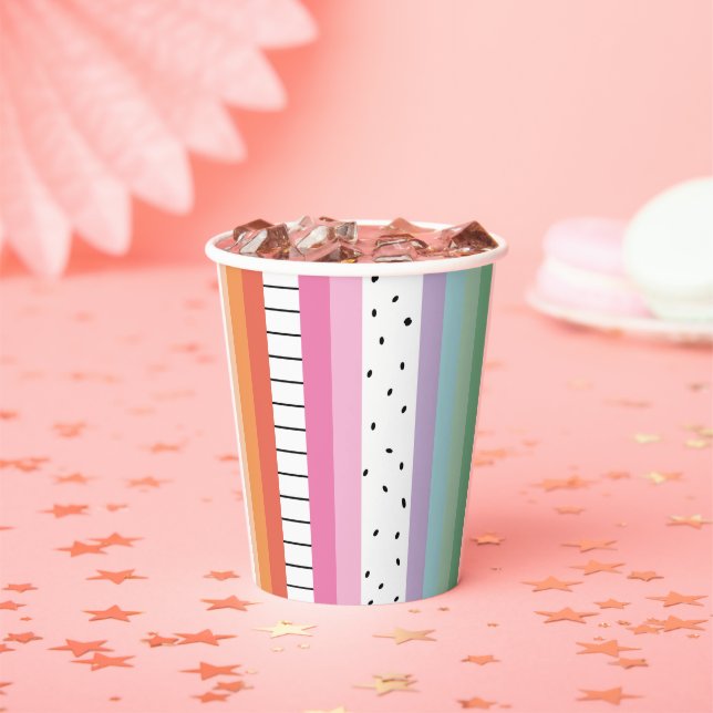 Gobelets En Papier Rayures Pop Whimsical (Insitu)