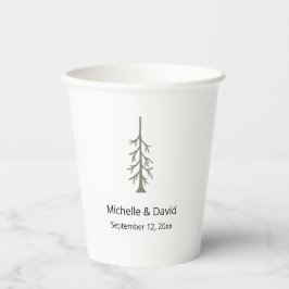 Gobelets En Papier Réception de mariage rustique Sage Green Pine Tree