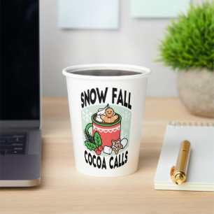 Gobelets En Papier Réchauffez-vous avec les appels de cacao de neige 