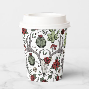Gobelets En Papier Red and Green Country Cowgirl Christmas Antlers