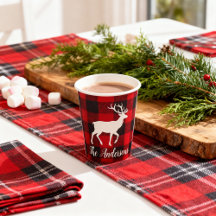 Red Buffalo Plaid & Reindeer | Personal Name Gift 