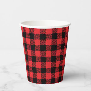Gobelets En Papier Red Flannel Buffalo Check Motif