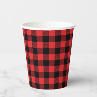 Gobelets En Papier Red Flannel Buffalo Check Motif