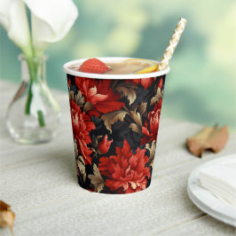 Gobelets En Papier Red Floral Peony Moderne