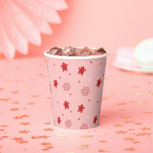Gobelets En Papier Red Gingerbread Homme Snowflakes Noël Motif