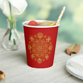 Gobelets En Papier Red & Gold Arabic-inspired Paper Cup