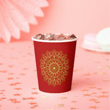 Red & Gold Arabic-inspired Paper Cup