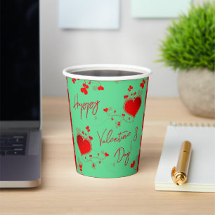 Gobelets En Papier Red, Green Love Valentine's Day Paper Cups