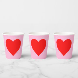 Gobelets En Papier Red Heart Beat Pastel Rose