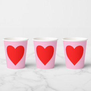 Gobelets En Papier Red Heart Beat Pastel Rose