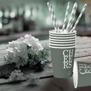 Gobelets En Papier Réflexions Mariage Cheers Sage Green ID774