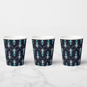 Gobelets En Papier Regard élégant de pierres bleues avec lumière écla