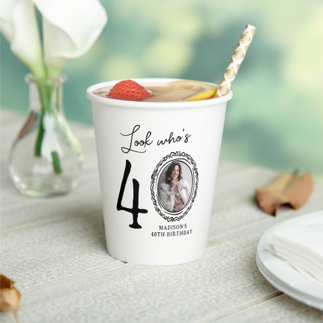 Gobelets En Papier Regarde qui a 40 ans ! Photo 40e anniversaire (Insitu)