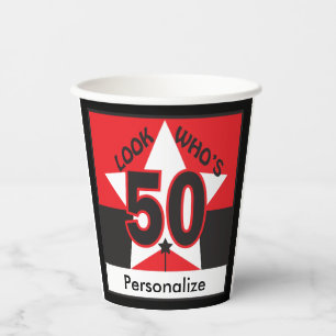 Gobelets En Papier Regardez qui a 50 ans 50e anniversaire