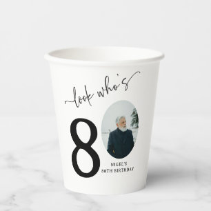 Gobelets En Papier Regardez qui a 80 ans ! Photo Moderne 80e Annivers