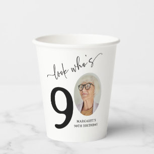Gobelets En Papier Regardez qui a 90 ans ! Photo moderne pour 90e ann