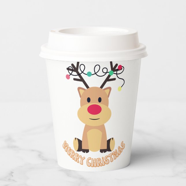 Gobelets En Papier Reindeer Christmas (Verso)