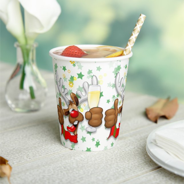 Gobelets En Papier Reindeer Drunk Funny Caractère de Noël (Insitu)