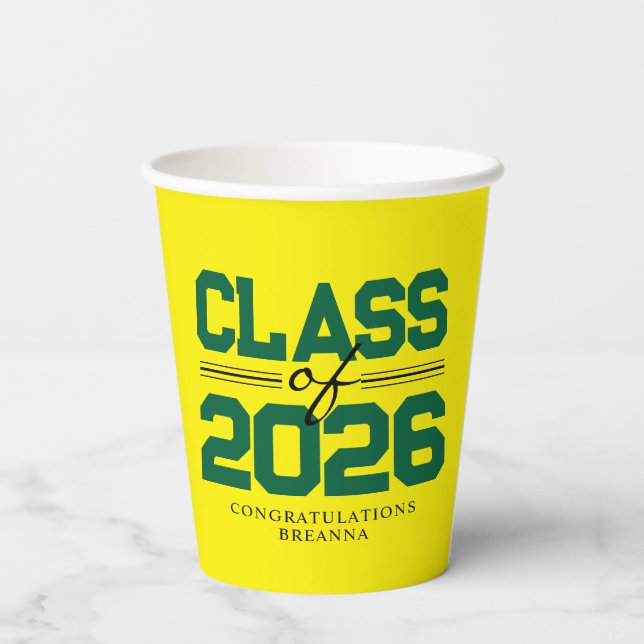 Gobelets En Papier Remise des diplômes de la promotion jaune et verte (Verso)