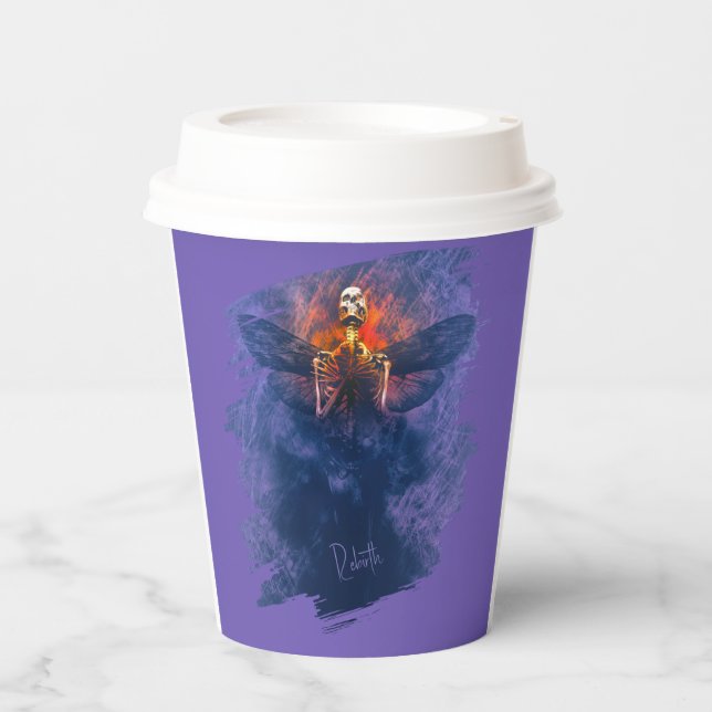 Gobelets En Papier Renaissance. Squelette avec ailes se levant (Recto)