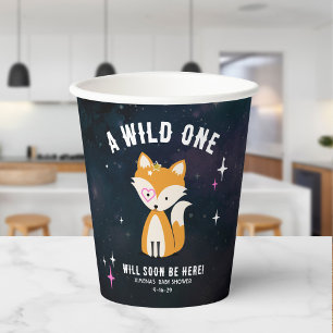 Gobelets En Papier Renard cosmique Wild One Rose Girl Baby shower