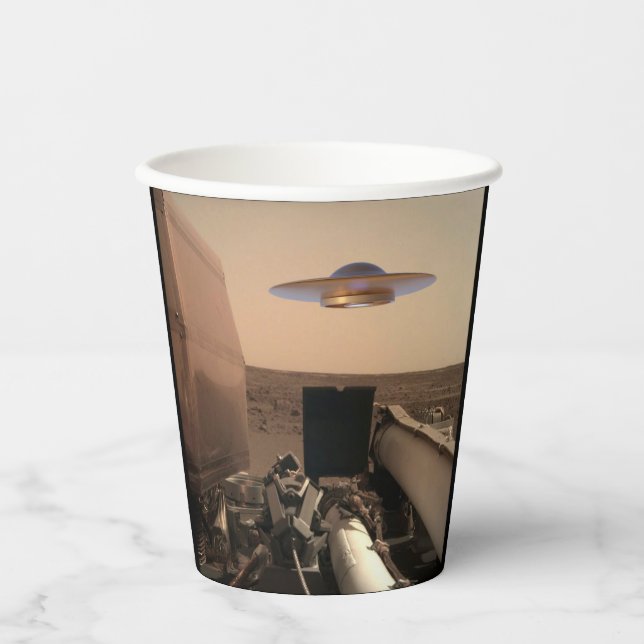 Gobelets En Papier Rencontre avec la soucoupe UFO Alien Mars InSight (Recto)