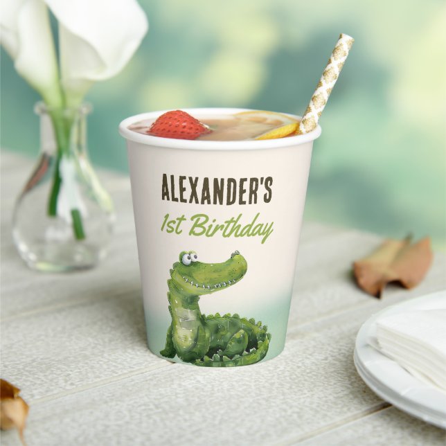 Gobelets En Papier Reptile de marais 1er fête d'anniversaire (Insitu)